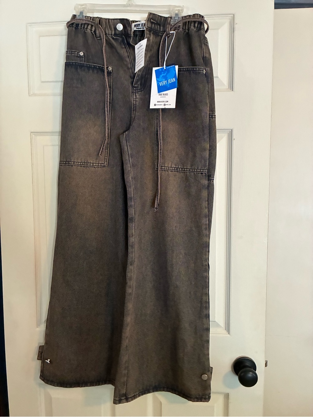 Very J Women's Wide Leg Flare Jeans - Washed Brown